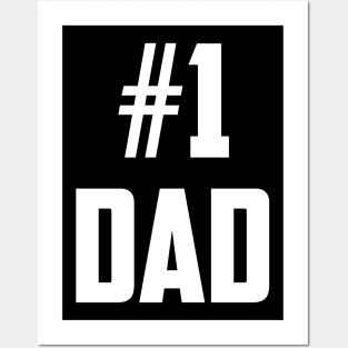 #1 Dad (Number One Dad) White Bold Posters and Art